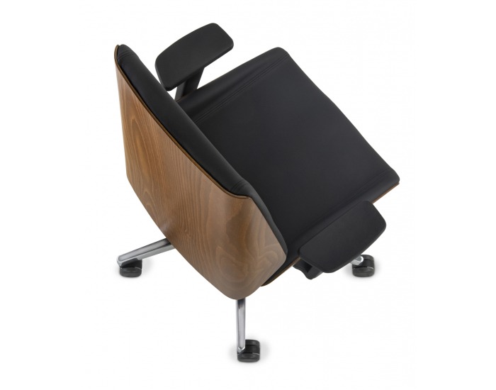 Kancelárska stolička s podrúčkami Munos Wood - čierna / svetlý orech / chróm