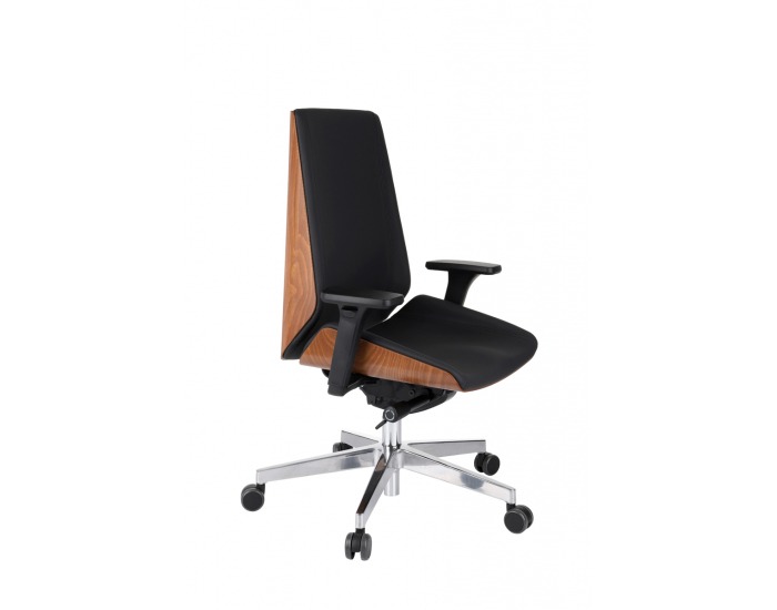 Kancelárska stolička s podrúčkami Munos Wood - čierna / svetlý orech / chróm