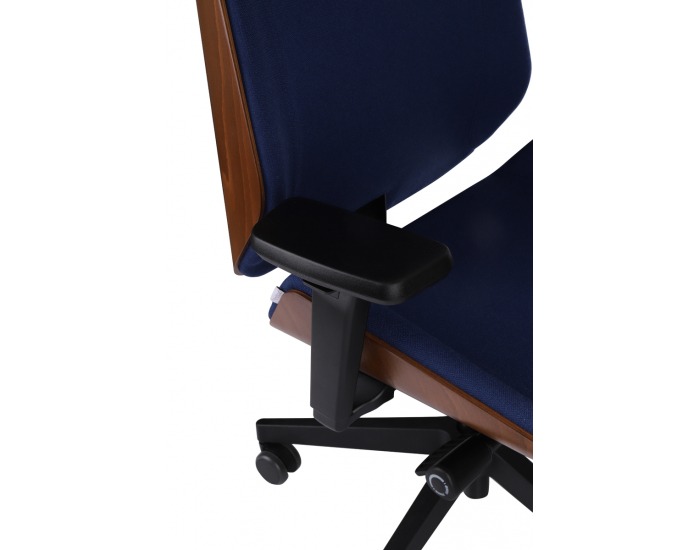 Kancelárska stolička s podrúčkami Munos Wood - tmavomodrá / svetlý orech / čierna