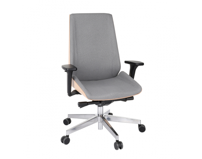 Kancelárska stolička s podrúčkami Munos Wood - tmavosivá / buk prírodný / chróm