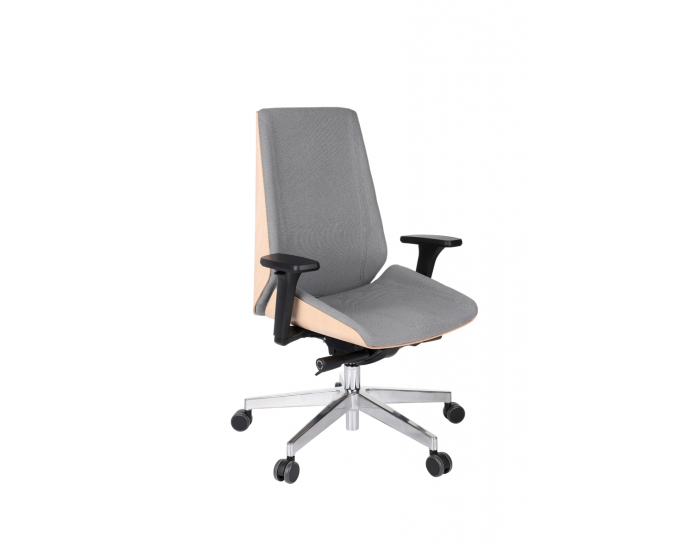 Kancelárska stolička s podrúčkami Munos Wood - tmavosivá / buk prírodný / chróm