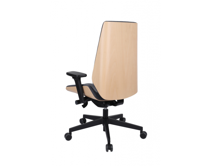 Kancelárska stolička s podrúčkami Munos Wood - tmavosivá / buk prírodný / čierna