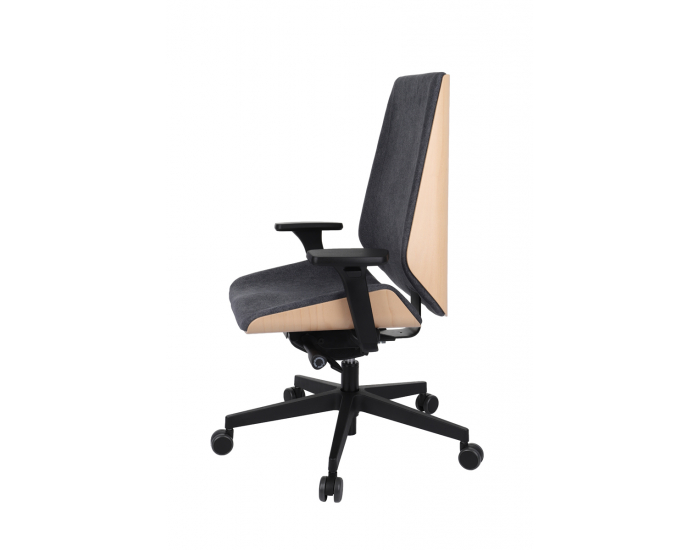 Kancelárska stolička s podrúčkami Munos Wood - tmavosivá / buk prírodný / čierna