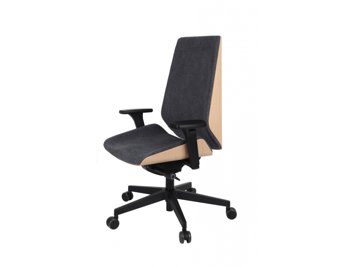 Kancelárska stolička s podrúčkami Munos Wood - tmavosivá / buk prírodný / čierna