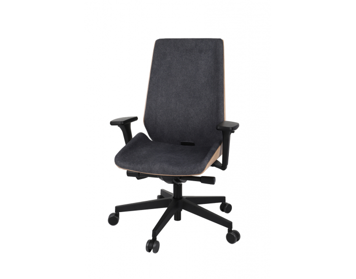 Kancelárska stolička s podrúčkami Munos Wood - tmavosivá / buk prírodný / čierna