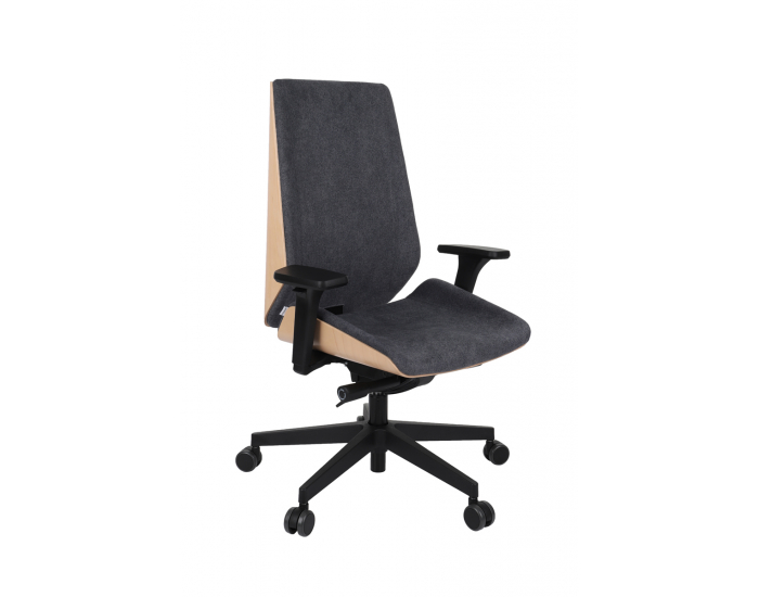 Kancelárska stolička s podrúčkami Munos Wood - tmavosivá / buk prírodný / čierna