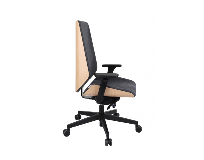 Kancelárska stolička s podrúčkami Munos Wood - tmavosivá / buk prírodný / čierna