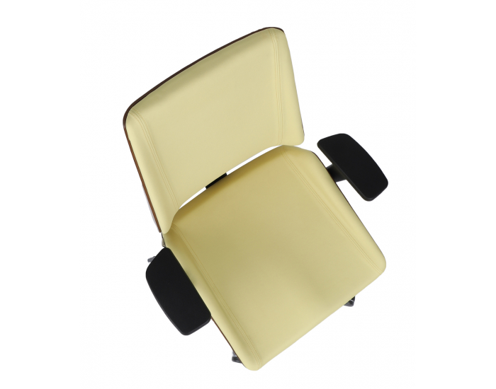 Kancelárska stolička s podrúčkami Munos Wood - žltá / orech svetlý / chróm