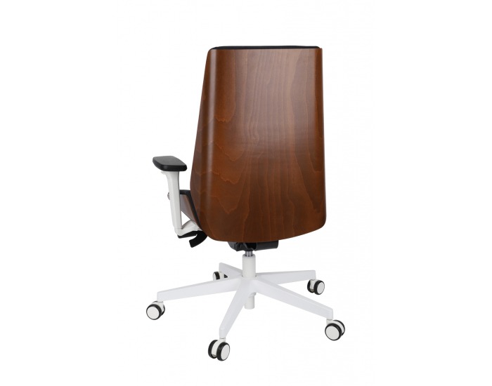 Kancelárska stolička s podrúčkami Munos Wood W - čierna / orech svetlý / biela