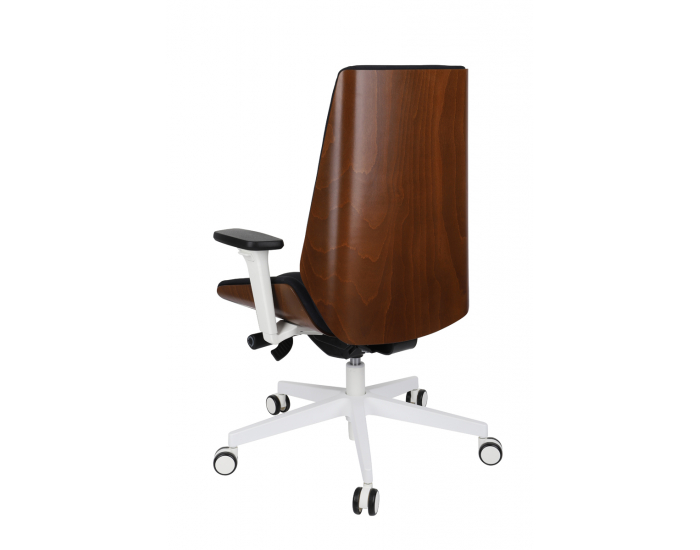 Kancelárska stolička s podrúčkami Munos Wood W - čierna / orech svetlý / biela