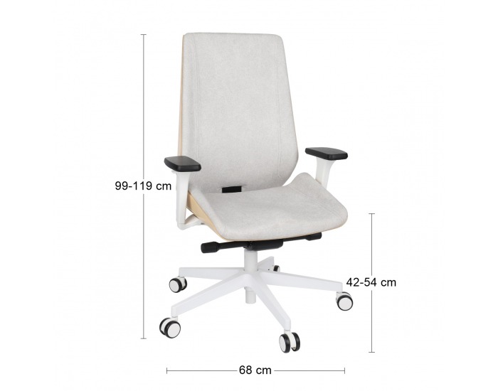 Kancelárska stolička s podrúčkami Munos Wood W - svetlosivá / patyna svetlá / biela