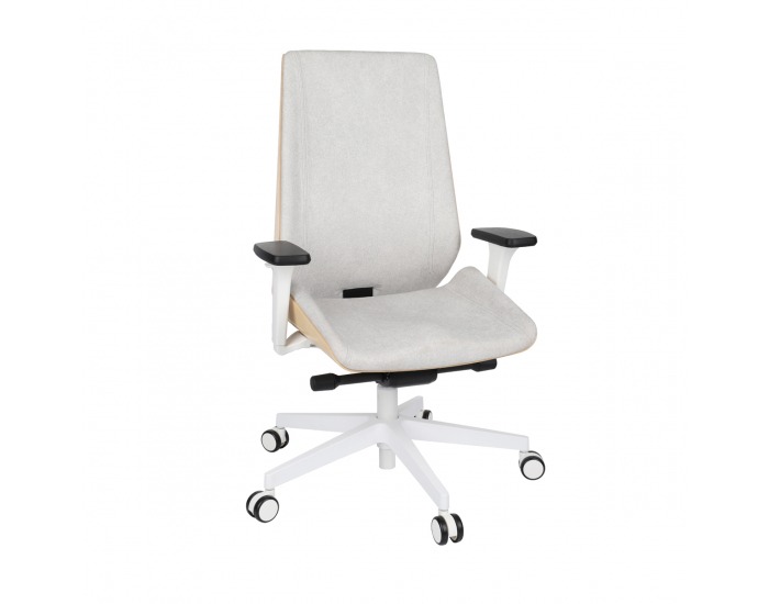 Kancelárska stolička s podrúčkami Munos Wood W - svetlosivá / patyna svetlá / biela