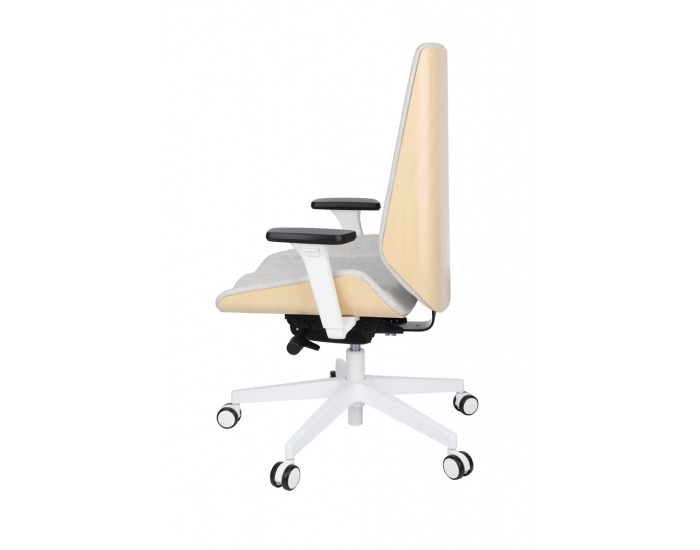 Kancelárska stolička s podrúčkami Munos Wood W - svetlosivá / patyna svetlá / biela