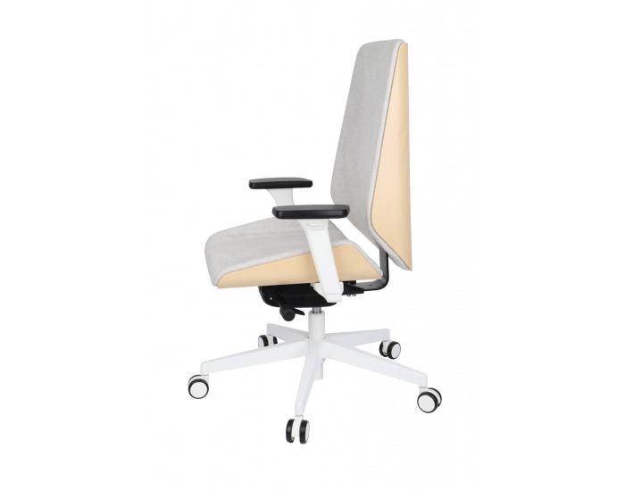 Kancelárska stolička s podrúčkami Munos Wood W - svetlosivá / patyna svetlá / biela