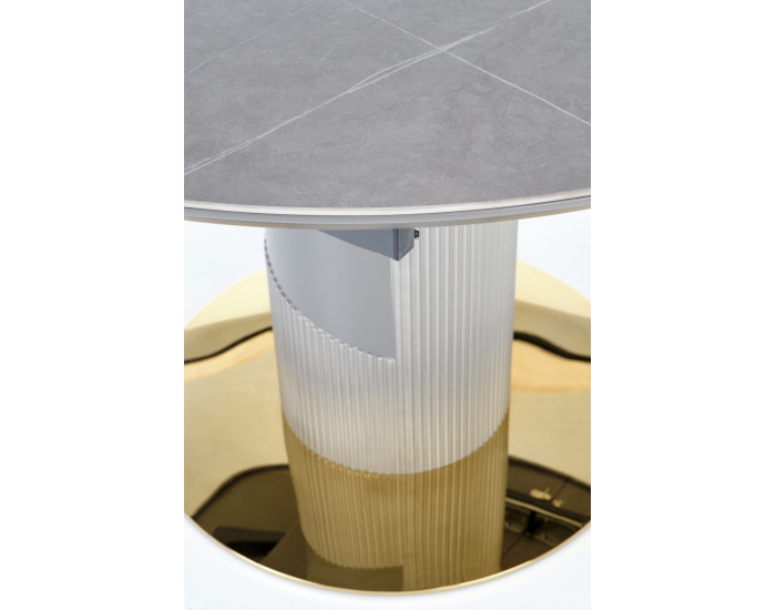 Okrúhly rozkladací jedálenský stôl Muscat - sivý mramor / svetlosivá / zlatá