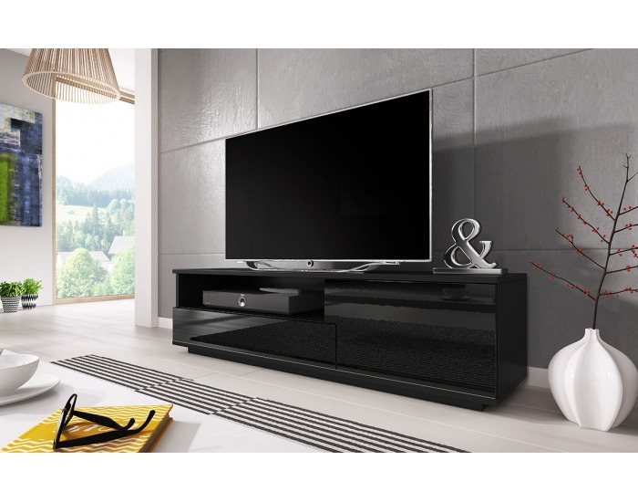 TV stolík Muza - čierna / čierny lesk
