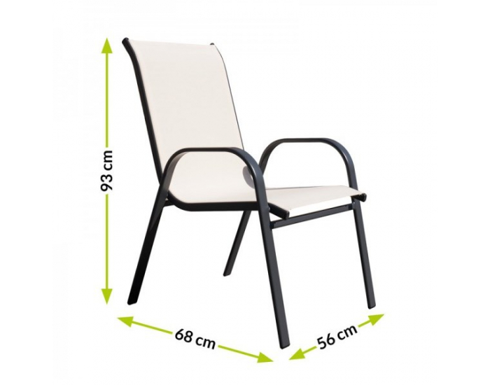 Záhradná stolička Arkadia - čierna / béžová