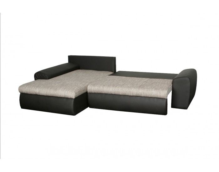 Rohová sedačka s rozkladom a úložným priestorom Bentley L/P - armada PU cocoa / ramos cocoa