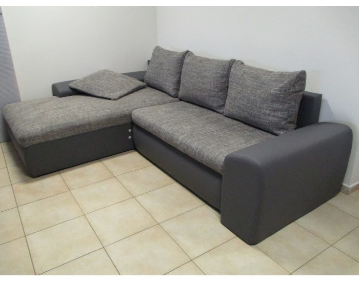 Rohová sedačka s rozkladom Bentley SR L/P - armada PU light gray / Lucy 1 gray