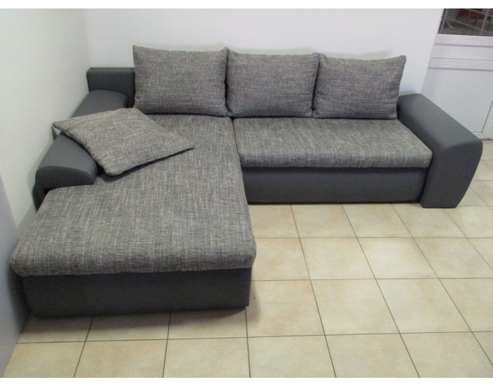 Rohová sedačka s rozkladom Bentley SR L/P - armada PU light gray / Lucy 1 gray