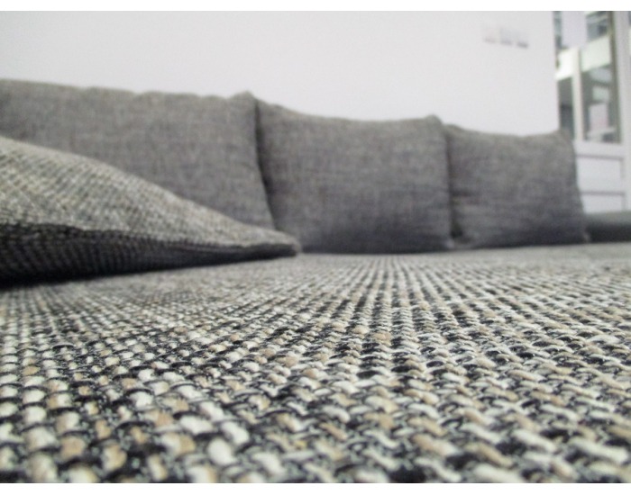 Rohová sedačka s rozkladom Bentley SR L/P - armada PU light gray / Lucy 1 gray