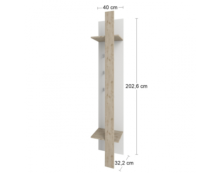 Vešiaková stena Bristol CP - biela / dub wellington
