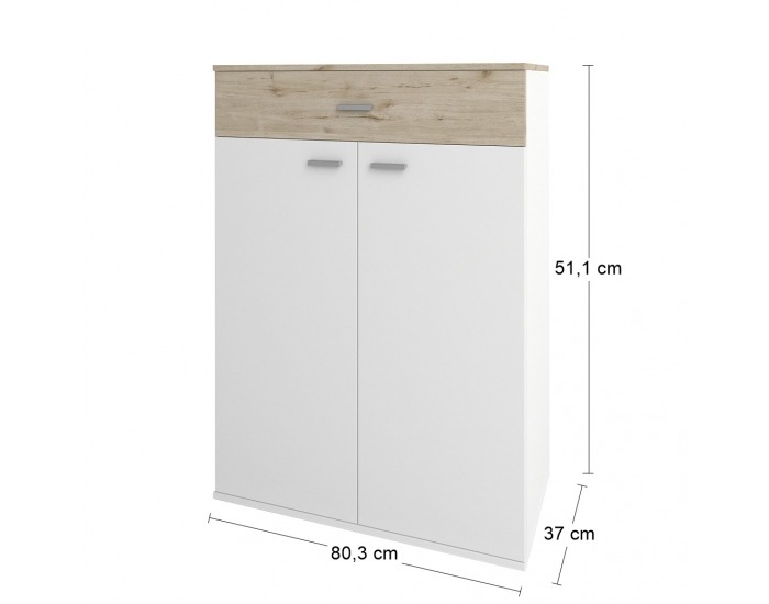 Botník (skrinka na topánky) Bristol SU-2D/1DR - biela / dub wellington