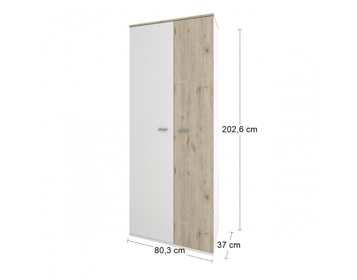Dvojdverová predsieňová skriňa Bristol W-2D - biela / dub wellington