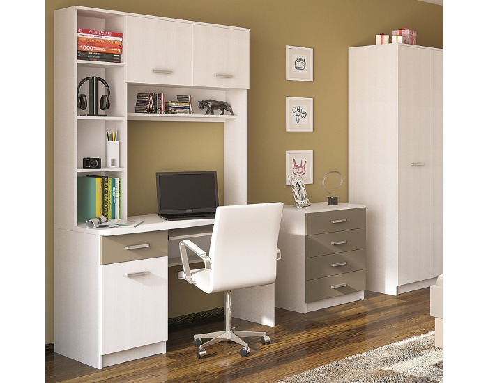 PC stolík s nadstavbou Clark CD - latte / crossline latte