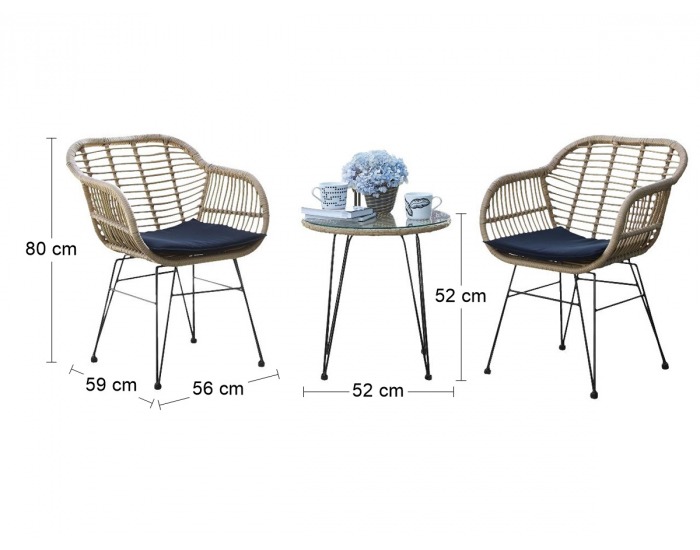 Záhradný set z umelého ratanu Compatto - béžová / čierna