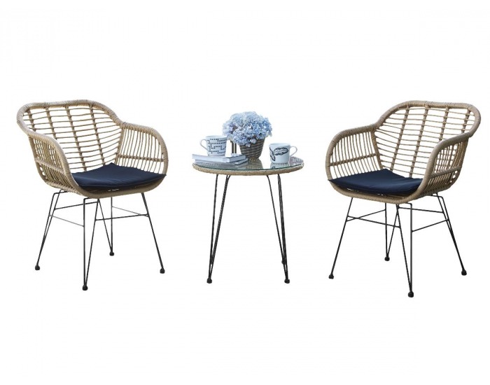 Záhradný set z umelého ratanu Compatto - béžová / čierna