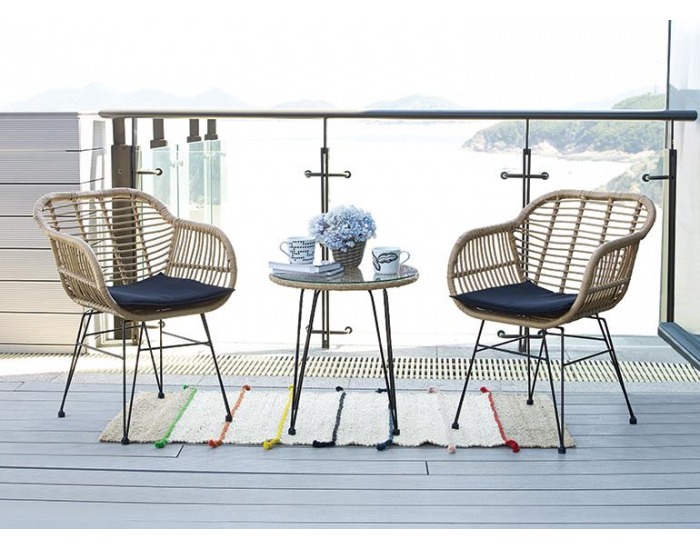 Záhradný set z umelého ratanu Compatto - béžová / čierna