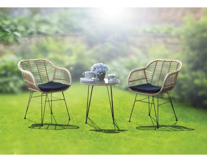 Záhradný set z umelého ratanu Compatto - béžová / čierna