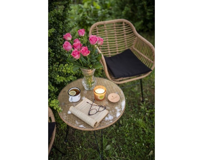 Záhradný set z umelého ratanu Compatto - béžová / čierna