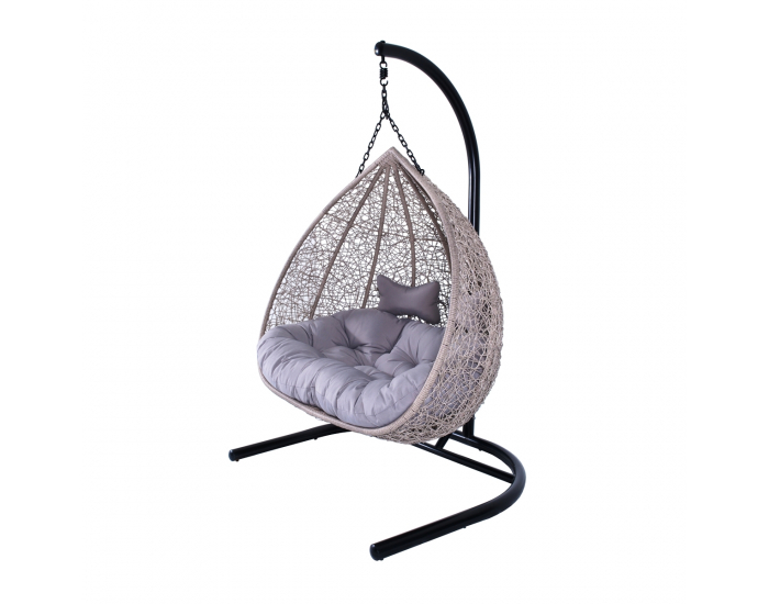 Závesné hojdacie kreslo Cuban - sivý ratan / sivé podušky