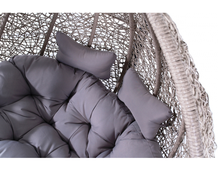 Závesné hojdacie kreslo Cuban - sivý ratan / sivé podušky
