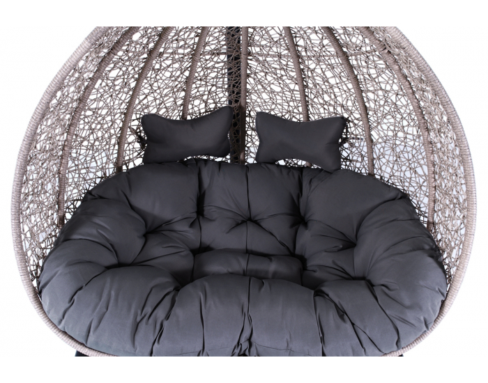 Závesné hojdacie kreslo Cuban - sivý ratan / tmavosivé podušky