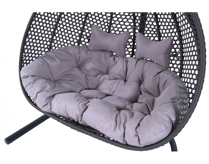Závesné hojdacie kreslo Dominica - sivý ratan / sivé podušky