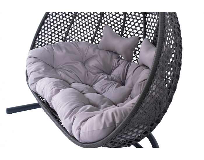 Závesné hojdacie kreslo Dominica - sivý ratan / sivé podušky