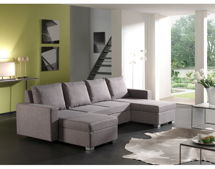 Rohová sedačka U s rozkladom a úložným priestorom Drive L/P - chiro C sivá