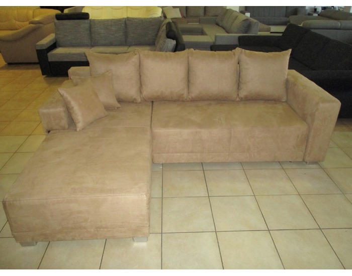 Rohová sedačka s rozkladom Fantasy SR L/P - alcantra 43187 light brown