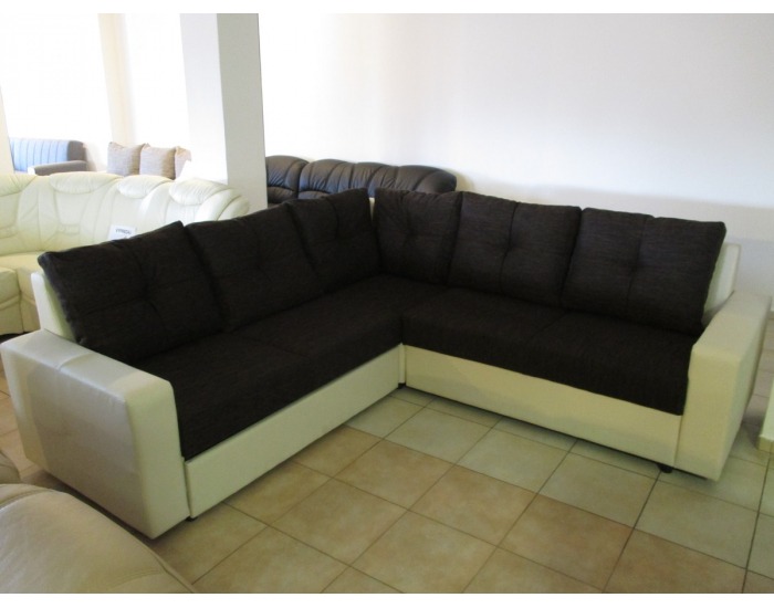 Rohová sedačka s rozkladom Gallia SR L/P - PVC playboy béžová / lucy 6 hnedá