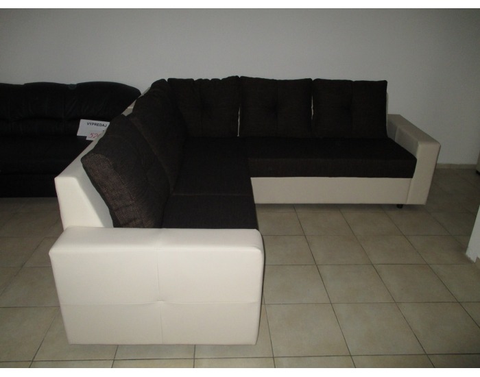 Rohová sedačka s rozkladom Gallia SR L/P - PVC playboy béžová / lucy 6 hnedá