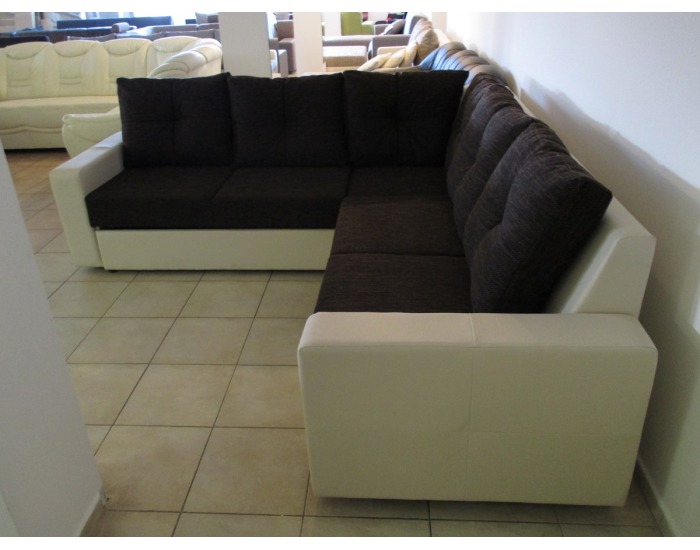 Rohová sedačka s rozkladom Gallia SR L/P - PVC playboy béžová / lucy 6 hnedá