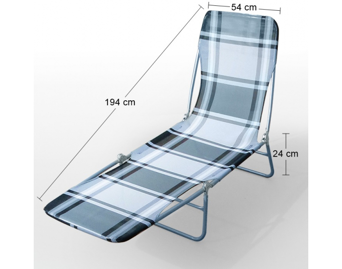 Záhradné lehátko Guliver - čiernobiele káro
