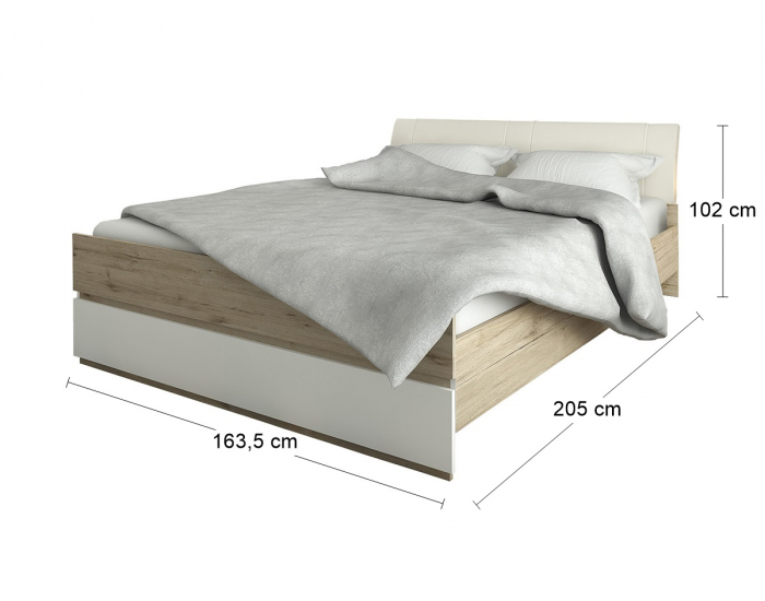 Manželská posteľ s roštom Leksand 160-L - dub wellington / biela