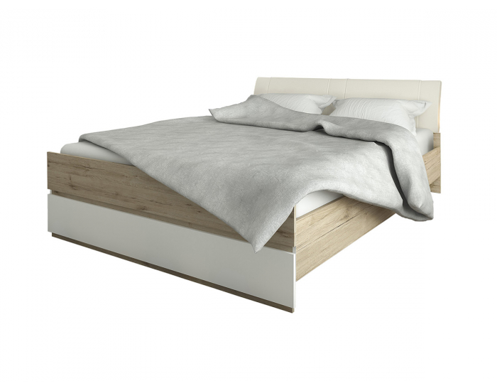 Manželská posteľ s roštom Leksand 160-L - dub wellington / biela