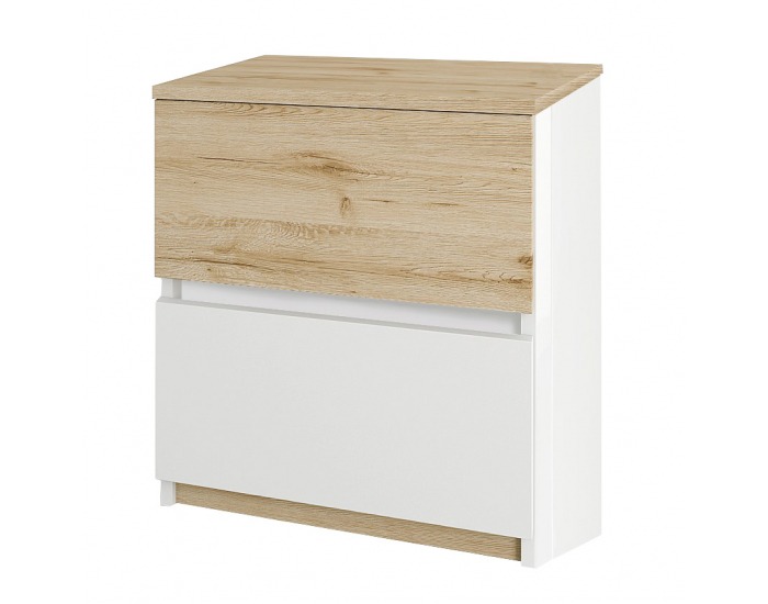 Nočný stolík Leksand BC - dub wellington / biela