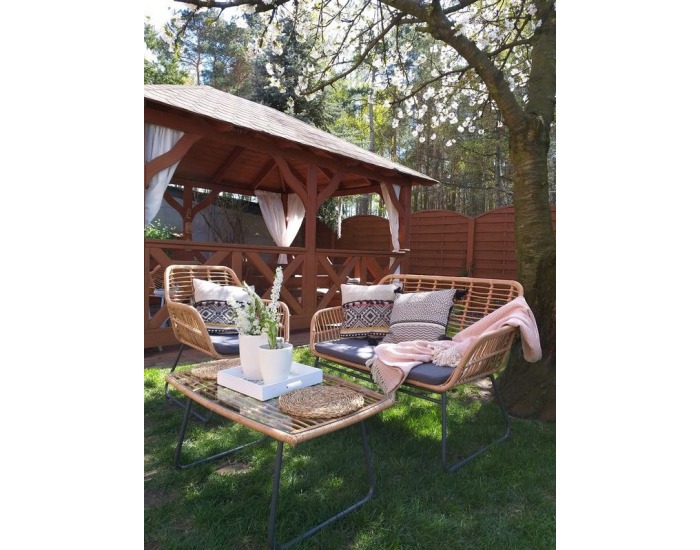 Záhradný nábytok z umelého ratanu Livorno - sivá / béžová