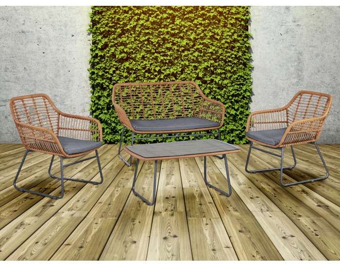 Záhradný nábytok z umelého ratanu Livorno - sivá / béžová